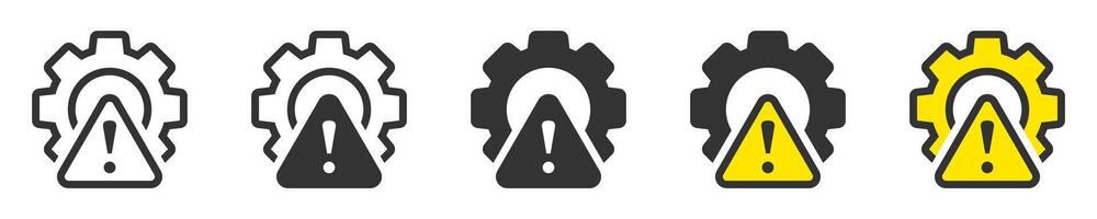 Gear error icon. System failure symbol. Vector illustration.