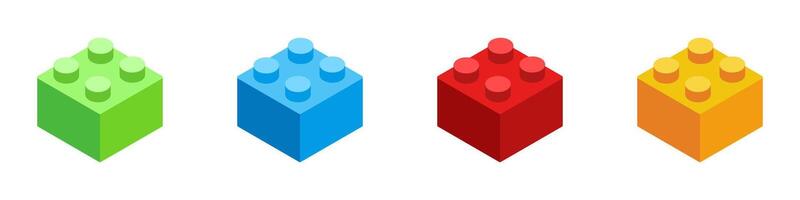 Colorful brick block set. Vector illustration.