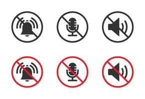 Sound off icons set. Mute button speaker. No sound icons. Vector illustration.