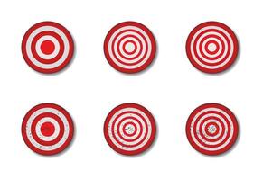 Red Archery target set. Flat vector illustration.