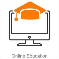 online education and laptop icon concept vector