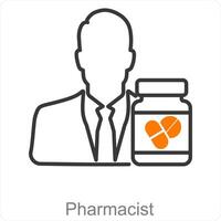 Pharmacist and pill icon concept vector