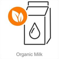 orgánico Leche y diario icono concepto vector