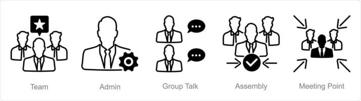 un conjunto de 5 5 reunión íconos como equipo, administración, grupo hablar vector