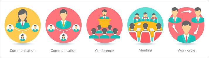 A set of 5 business icons as communication, conference, meeting vector