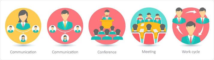 A set of 5 business icons as communication, conference, meeting vector