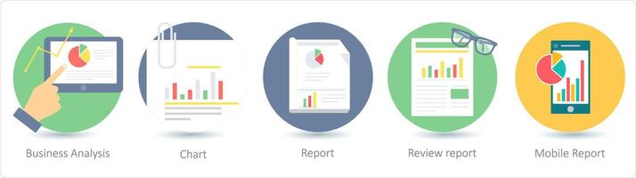 un conjunto de 5 5 negocio íconos como negocio análisis, cuadro, reporte vector