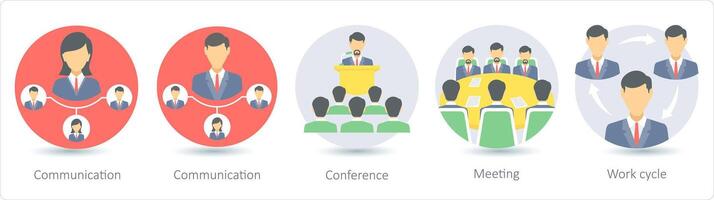 A set of 5 business icons as communication, conference, meeting vector