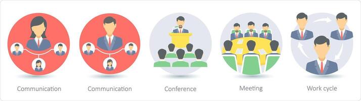 A set of 5 business icons as communication, conference, meeting vector