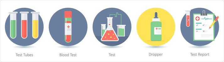 A set of 5 medical icons as test tubes, blood test, test vector