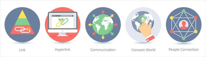 A set of 5 Seo icons as link, hyperlink, communication vector