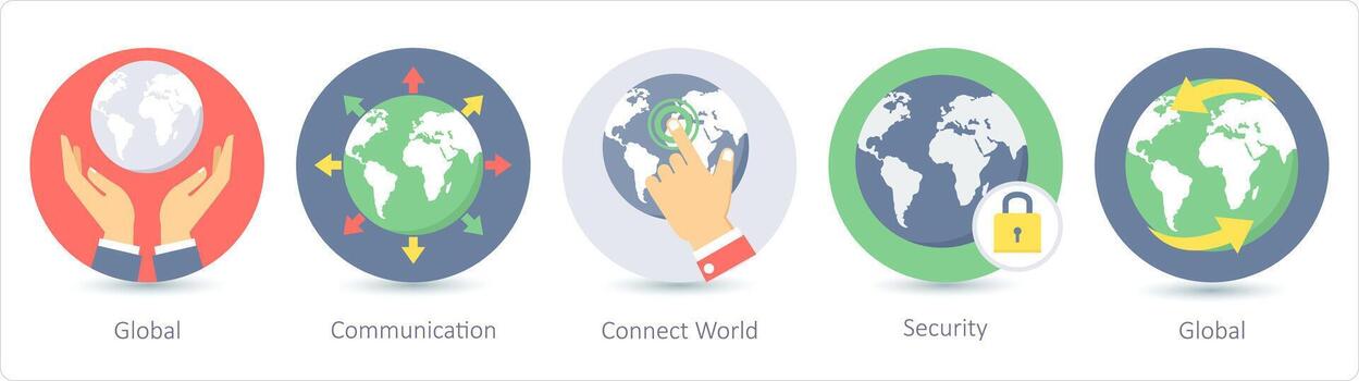 A set of 5 Seo icons as global, communication, connect world vector
