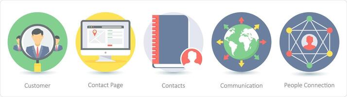 A set of 5 Seo icons as customer, contact page, contacts vector