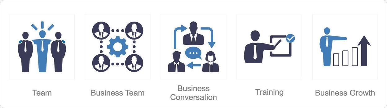 A set of 5 Mix icons as team, business team, business conversation vector