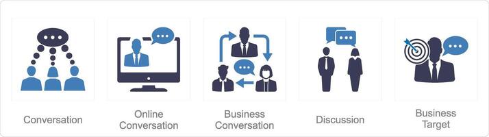 A set of 5 Mix icons as conversation, online conversation, business conversation vector