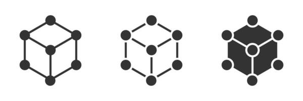 Atom cube icon. Molecule cube structure icon. Vector illustration.