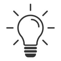 Light Bulb lamp icon. Idea, solution symbol. Isolated on white background. Vector illustration.