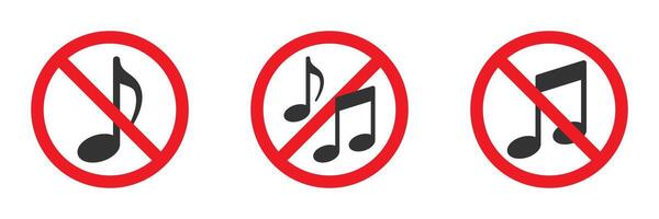 No music icon. Music forbidden sign. Vector illustration.