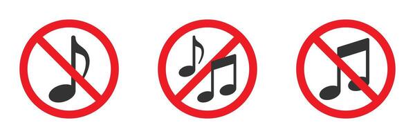 No music icon. Music forbidden sign. Vector illustration.