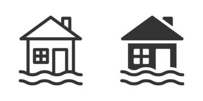 Flooded home icon. Vector illustration.