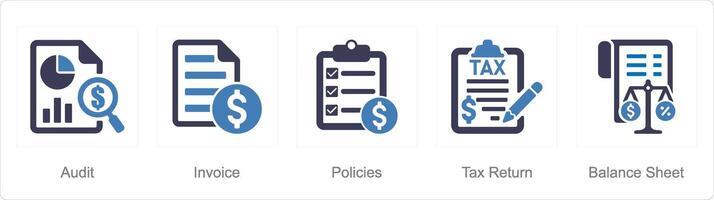 A set of 5 accounting icons as audit, income, policies vector