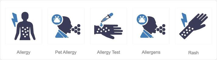 A set of 5 Allergy icons as allergy, pet allergy, allergy test vector