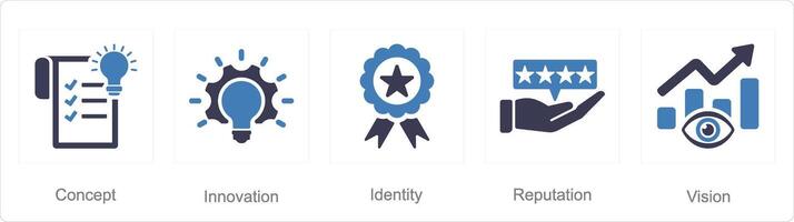 A set of 5 Branding icons as concept, innovation, identity vector