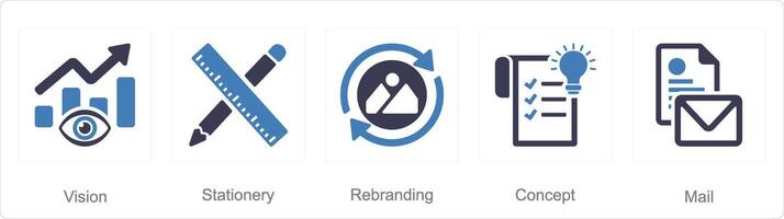 A set of 5 Branding icons as vision, stationery, rebranding vector