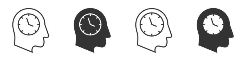 Head clock icon. Vector illustration.