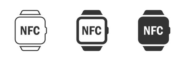 Digital watch icon with NFC. Vector illustration.