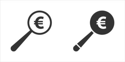 Magnifying glass and euro symbol. Vector illustration.