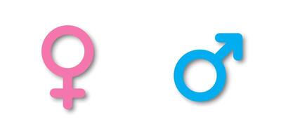 Colorful gender symbols with shadows. Vector illustration.