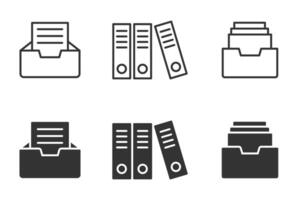 Archive folders icon set. Vector illustration.