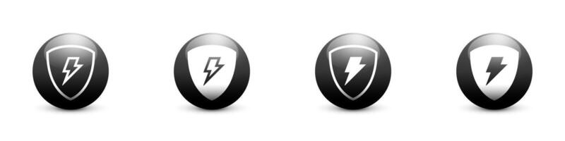 Lightning on shield icon. Shield and thunder bolt icon. Protect energy logo. Vector illustration.