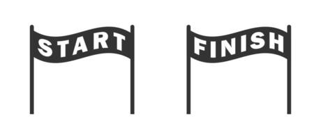 Start and finish icons. Vector illustration.