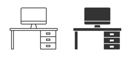 Office workspace desk icon. Vector illustration.