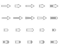 Stroke arrows icons set. Black arrows collection. Vector illustration isolated on white background.