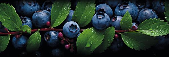 AI generated Juicy and irresistible huckleberries for gourmet background banners of delectable delights photo