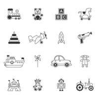 Toy icon set. Outline toy collection. Isolated on a white background. Vector illustration.