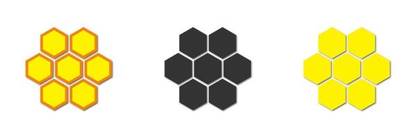 Honeycombs icons with shadows. Vector illustration.