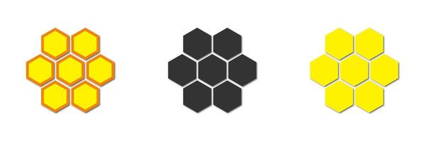 Honeycombs icons with shadows. Vector illustration.