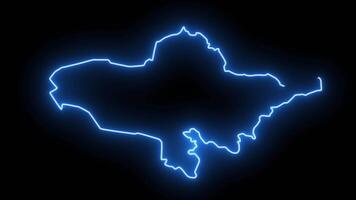 map of Andijan in uzbekistan with glowing neon effect video