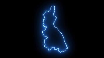 map of Cajamarca in peru with glowing neon effect video