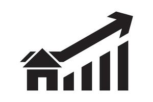 House growing graph icon. Vector illustration.