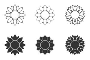 Sunflower icon set. Vector illustration.