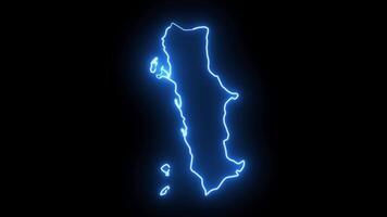Al Hudaydah map in Yemen with glowing neon effect video