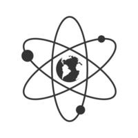 Atom icon with earth inside. Atom planet logo. Vector illustration.