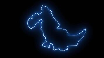 carta geografica di pucallpa nel Perù con raggiante neon effetto video