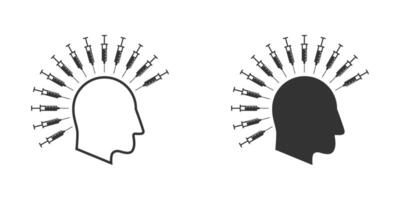 Head with syringes. Human head with hair in the form of syringes. Vector illustration.