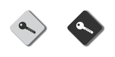 Key Icon on a flat button with a shadow. Vector illustration.